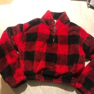 Women’s crop red plaid size S sweatshirt